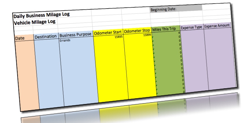 mileage log excel template