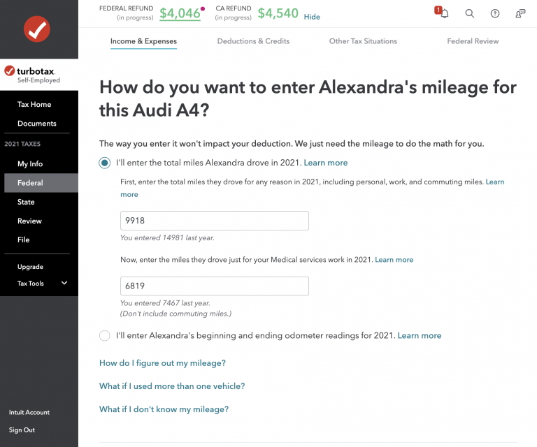 How To Enter Driving Deduction Into TurboTax ExpressMileage